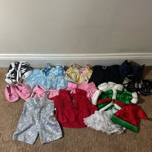 Lot Of Build A Bear Clothing And Shoes Sketchers Dress Skirt Christmas BAB Hat